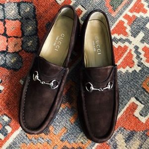 GUCCI suede horsebit loafers